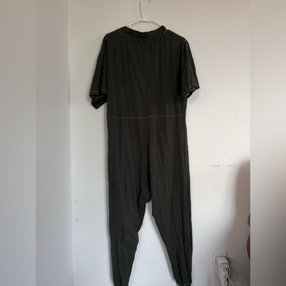 NATURAL LIFE Green V-Neck Cotton Jumpsuit Romper Boho Hippie Olive Green XS - Picture 4 of 5